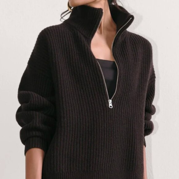 NWOT Everlane Womens Half-Zip Sweater Luxe Merino Small Black - Picture 2 of 12